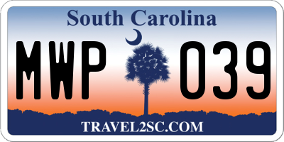 SC license plate MWP039