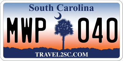 SC license plate MWP040