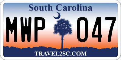 SC license plate MWP047