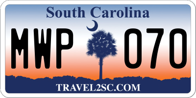 SC license plate MWP070
