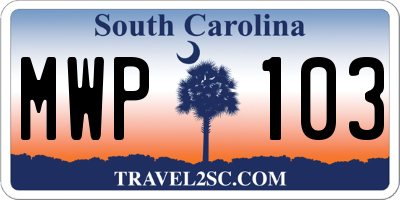 SC license plate MWP103