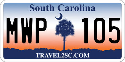 SC license plate MWP105