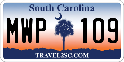 SC license plate MWP109