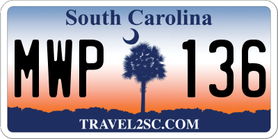 SC license plate MWP136
