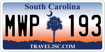 SC license plate MWP193