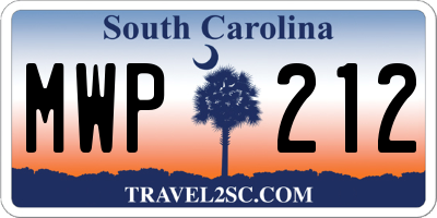 SC license plate MWP212