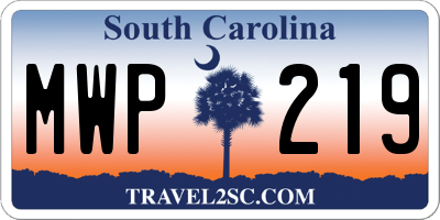 SC license plate MWP219