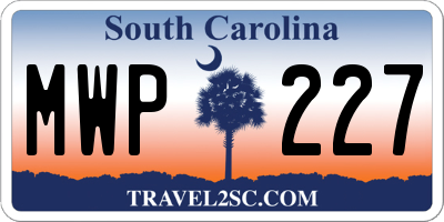 SC license plate MWP227