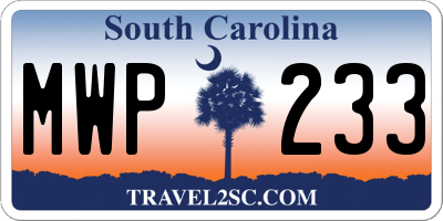 SC license plate MWP233
