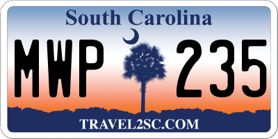 SC license plate MWP235