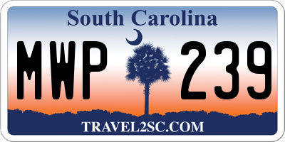 SC license plate MWP239