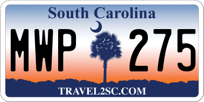 SC license plate MWP275