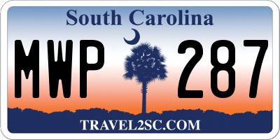 SC license plate MWP287
