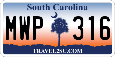 SC license plate MWP316