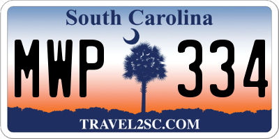 SC license plate MWP334