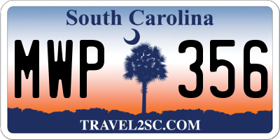 SC license plate MWP356
