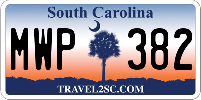 SC license plate MWP382