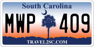 SC license plate MWP409