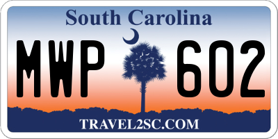 SC license plate MWP602