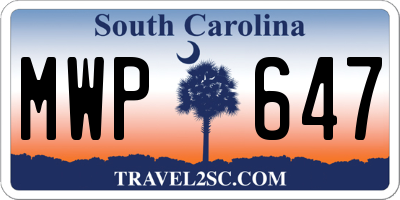 SC license plate MWP647