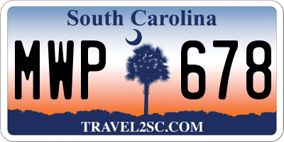 SC license plate MWP678