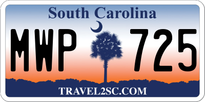SC license plate MWP725
