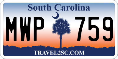 SC license plate MWP759