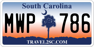 SC license plate MWP786