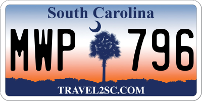 SC license plate MWP796