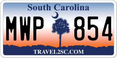SC license plate MWP854