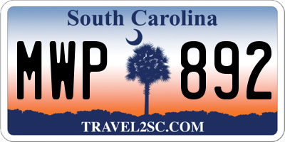 SC license plate MWP892