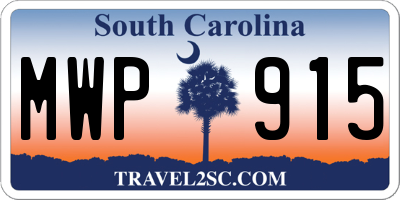 SC license plate MWP915