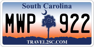 SC license plate MWP922
