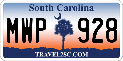 SC license plate MWP928