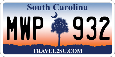 SC license plate MWP932