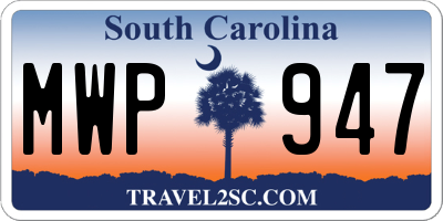 SC license plate MWP947