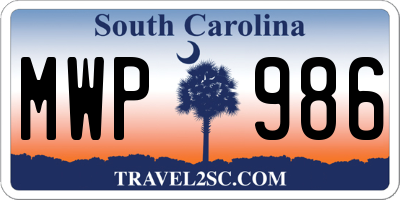 SC license plate MWP986