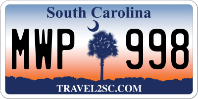 SC license plate MWP998