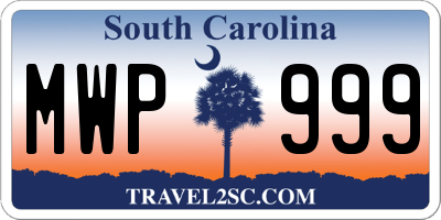 SC license plate MWP999