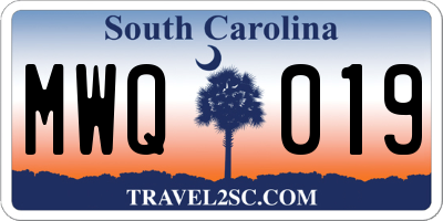 SC license plate MWQ019
