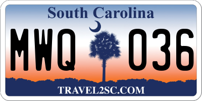 SC license plate MWQ036