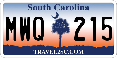 SC license plate MWQ215