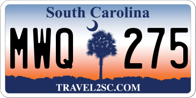 SC license plate MWQ275