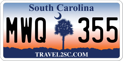 SC license plate MWQ355