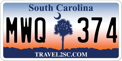 SC license plate MWQ374