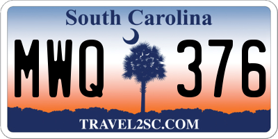 SC license plate MWQ376