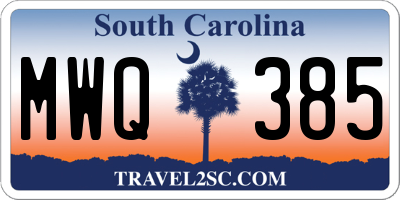 SC license plate MWQ385