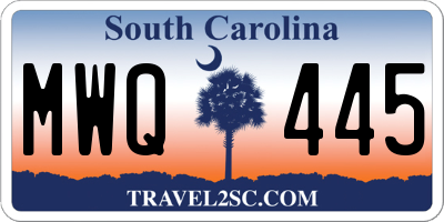 SC license plate MWQ445