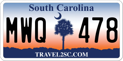 SC license plate MWQ478