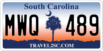 SC license plate MWQ489
